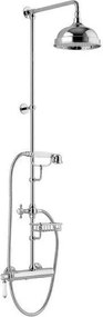 Zestaw prysznicowy z mosiądzu w kolorze srebra z połyskiem z baterią, deszczownicą i słuchawką prysznicową 127 cm Vienna – Sapho