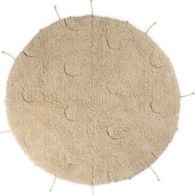 Kremowy bawełniany okrągły dywan tkany ręcznie odpowiedni do prania ø 100 cm Moon Multishape – Lorena Canals