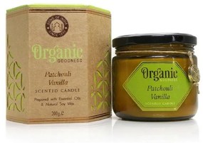 Organiczna świeca Patchouli Vanilla 200 g wbursztynowym szkle