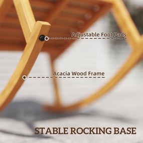 Outsunny Fotel bujany z drewna akacjowego z wysokim oparciem i poduszkami do 160 kg, 60 x 89 x 107 cm, beżowy | Aosom PL