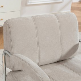 HOMCOM Nowoczesny fotel, akcentowy fotel z szerokim siedziskiem i grubą wyściółką, tapicerowany fotel w stylu chenille do salonu, beżowy | Aosom PL