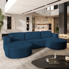 Masseno Narożnik VEZZO z funkcją spania i pojemnikiem na pościel Narozniki U, Rozkładana sofa - Niebieski, POSO 05