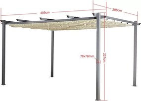 Pawilon ogrodowy Desire 3x4 m – nowoczesna altana tarasowa z aluminiową ramą i rozsuwanym dachem w kolorze ecru