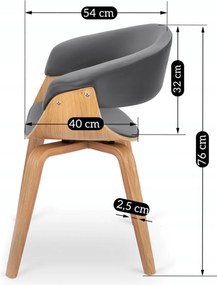 Krzesło Tapicerowane z Drewna Giętego GARY Dąb Złoty/Szare Nowoczesne Loft