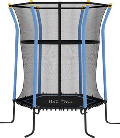 HOMCOM Trampolina dla dzieci, Ø163,5 cm, z siatką bezpieczeństwa, obicie, stal, do 50 kg, Czarny & Niebieski
