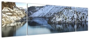 Obraz - zimowy krajobraz z jeziorem (170x50 cm)