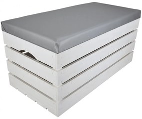 Pufa kufer skrzynia drewniana sosnowa siedzisko 80cm malowana biała
