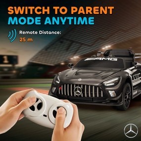 AIYAPLAY Samochód elektryczny Mercedes, samochód na siedzenie dla dzieci, bateria 12V, światła LED, funkcja muzyczna, klakson, 3-8 lat, czarny