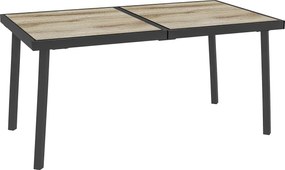 Outsunny Stół na zewnątrz dla 6 osób, wygląd drewna, rama metalowa, odporny na warunki atmosferyczne, 145 x 85 x 72 cm, Szary