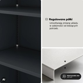 Szafa metalowa ze schowkiem antracytowo-biała, 900x1850x450 mm: TOMASZ