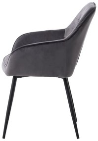 Szare aksamitne krzesła z podłokietnikami zestaw 2 szt. Nolan Square – Unique Furniture