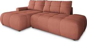 Masseno Narożnik FLUMA z funkcją spania i pojemnikiem na pościel Narozniki L, Rozkładana sofa - Koralowy, CASTEL 55