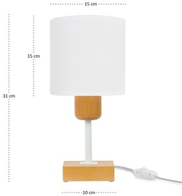 Lampka nocna stołowa CL-TI-DWE10x10BU-WE buk biała 1xE27
