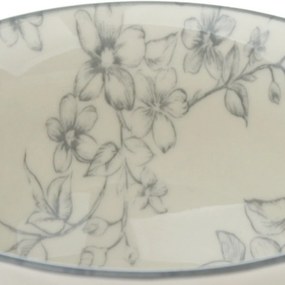 Zestaw 6 ceramicznych miseczek Delikatne kwiaty 11,5 cm, szare