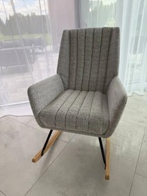 Fotel wypoczynkowy bujany do salonu, sypialni, na płozach tkanina beż, FW6