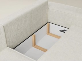 Kremowy rozkładany/ze schowkiem narożnik z tkaniny szenilowej (lewostronny/w kształcie litery L) Tonga – Maison de Rêve