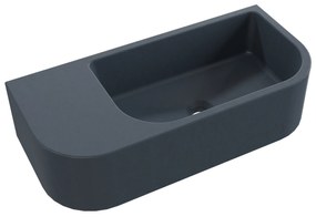 Umywalka betonowa wisząca / nablatowa półokrągła z półką bez otworu na baterię 65 x 30 cm LARMO | różne kolory : Kolor - Grafitowy, Typ montażu - podwieszana