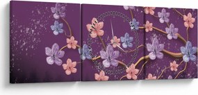 Obraz - Wiosenny zmierzch (z zegarem) (90x30 cm)