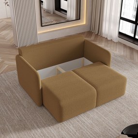 Masseno Sofa SUVI II z funkcją spania i pojemnikiem na pościel, Rozkładana sofa - Miodowy, QUELLE 17