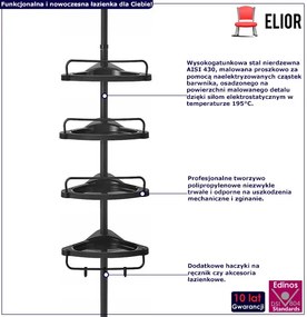 Czarna Półka Łazienkowa Teleskopowa Pod Prysznic E0-Z48