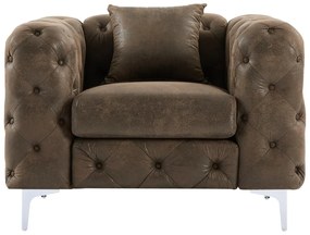 Fotel chesterfield z mikrofibry o wyglądzie postarzanej skóry EDWINA