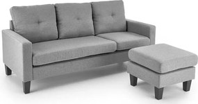 Popielata sofa z dostawianym podnóżkiem D8-D05