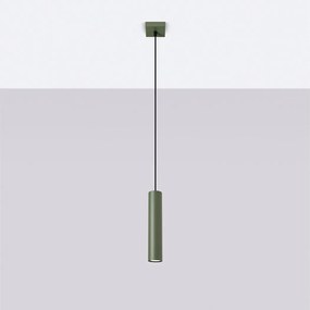 Lampa wisząca loft Toris, stal - 1 źródło światła 4000K - L.8 x H.118 cm - zielony oliwkowy