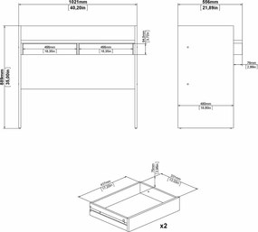 Biurko z podwyższonymi bokami Function Plus 102 cm jackson hickory/biały mat