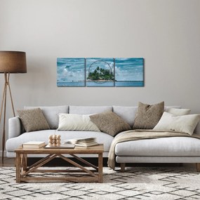 Obraz - wyspa na morzu (z zegarem) (90x30 cm)