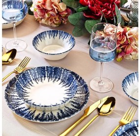 Zestaw obiadowy 12-częściowy, biały/niebieski, porcelana