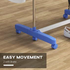 HOMCOM Susz do ubrań, suszarka. 4 poziomy, składany, system One-Click, 142 cm x 55 cm x 152 cm Niebieski + Srebrny