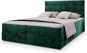 Promocja Łóżko tapicerowane boxspring GLORIEN VELVET 160x200 cm ciemnozielone II gatunek