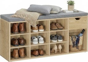 Szafka na buty z siedziskiem 104 cm Faro 024, z szufladą i półkami, dąb artisan