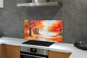 Szklany Panel Jesienne Liście na Drzewie