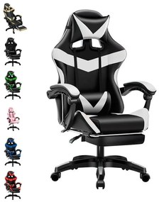 Fotel gamingowy Games krzesło biurowe obrotowe z podnóżkiem + masaż
