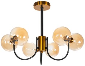 Lampa Sufitowa Wisząca Szklana APP1120-6CP  Złota