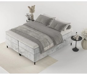 Szare łóżko boxspring ze schowkiem 140x200 cm Araya – Maison de Rêve