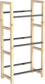 Outsunny Regał na 3 Skrzynki z Napojami, Drewniany Stojak z 3 Poziomami 56 x 32 x 112 cm, Drewno Naturalne