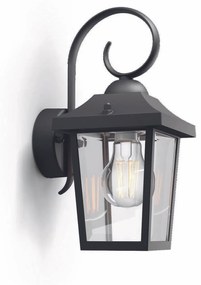 Philips 17236/30/PN Lampa ścienna zewnętrzna Buzzard 1x E27 60 W bez zasilacza IP44, czarny