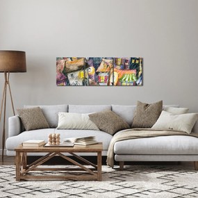 Obraz - Deszczowy wieczór (z zegarem) (90x30 cm)