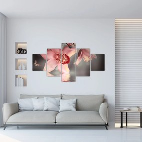 Obraz - Kwiaty i motyl (125x70 cm)