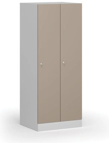 Szafka ubraniowa obniżona, 2-drzwiowa, 1500 x 600 x 500 mm, demontaż, zamek cylindryczny, drzwi beżowe