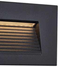 Zewnetrzna Nowoczesna Lampa Ścienna Wpuszczana Czarna 11.5cm z LED IP65 - Trem Nowoczesny Oswietlenie zewnetrzne