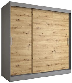Szafa przesuwna 200 cm antracyt + dąb artisan - Erco 6X