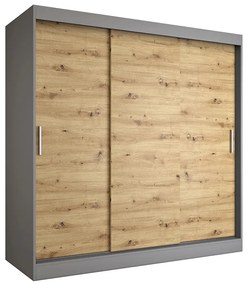 Szafa przesuwna 200 cm antracyt + dąb artisan F5-W16