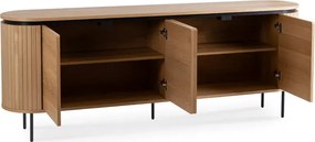 Komoda do Salonu BECK 200 cm Dąb Czterodrzwiowa Ryflowana Nowoczesna