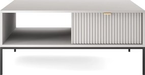 Nowoczesny stolik kawowy do salonu z ryflowaniem L104 szary na czarnych nogach