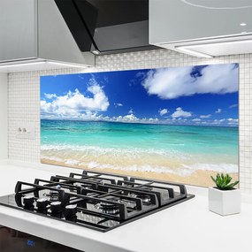 Szkło do Kuchni na Ścianę Złoty Brzeg Morza