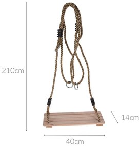 Huśtawka dla dziecka WOOD z drewnianym siedziskiem 40 x 16 cm