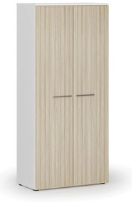 Szafa ubraniowa z wysuwem PRIMO WHITE, 800 x 420 x 1781 mm, biały/dąb naturalny